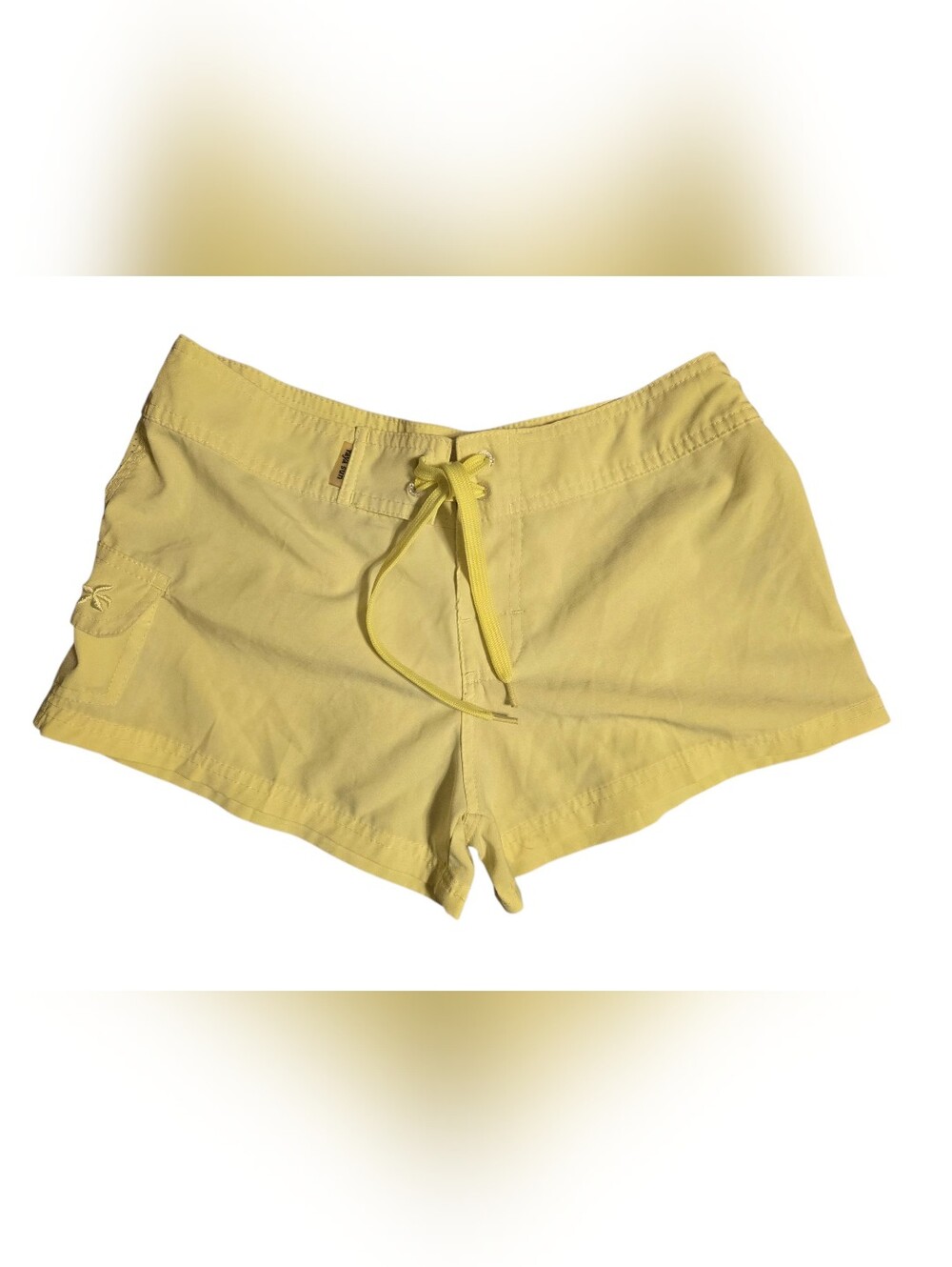 Raya slSun  Shorts Womens Yellow Drawstring Pockets Logo Size XS